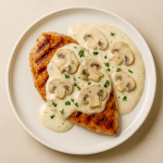 Grilled Chicken Topped With Creamy Mushroom Sauce 